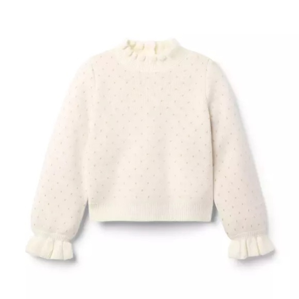 Janie and Jack Sparkle Dot Sweater in cream and sugar dot size 3t